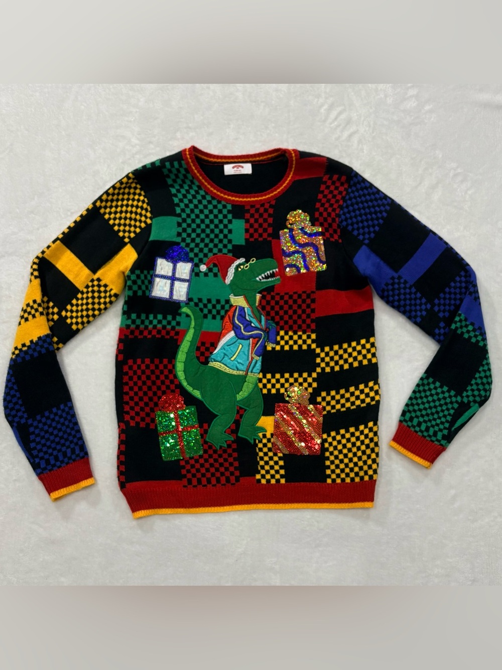 Holiday Time Dinosaur Christmas Pullover Sweater Men’s Size M